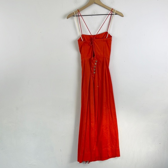 Free People Francesca Midi Dress Square Neck Size XS Orange Red - Picture 6 of 13